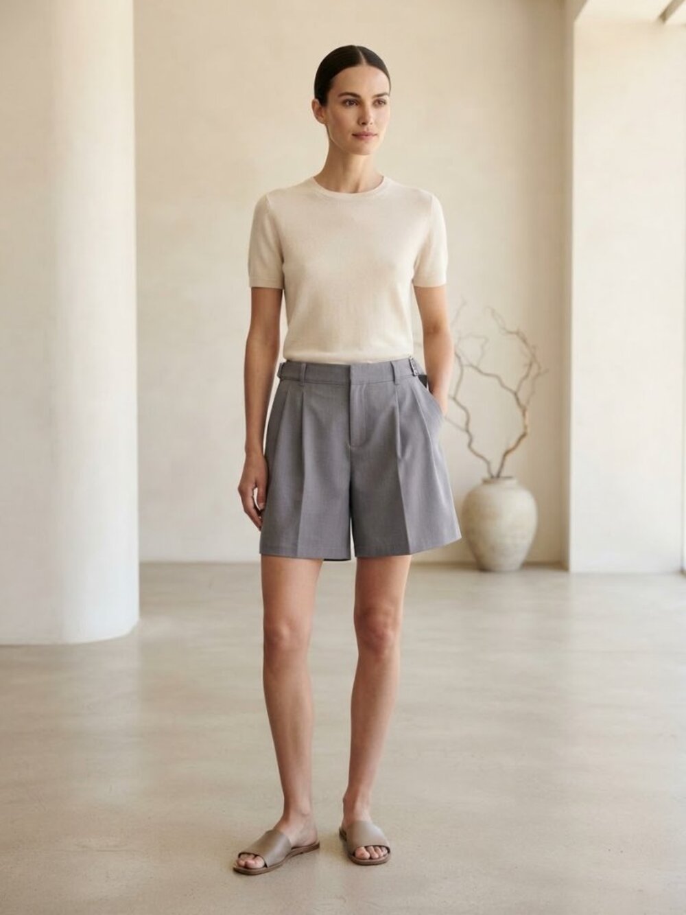Wild Fable Tailored Shorts Pleated Gray Medium